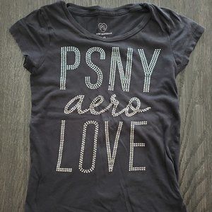 Aeropostale girls t-shirt, black/silver stud, size 12